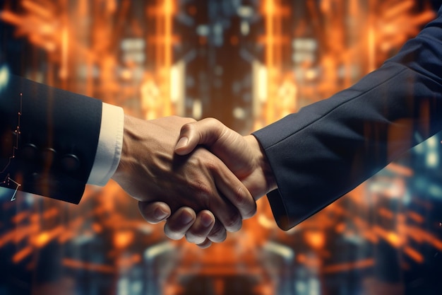 Closeup of a handshake between investors and Generative ai