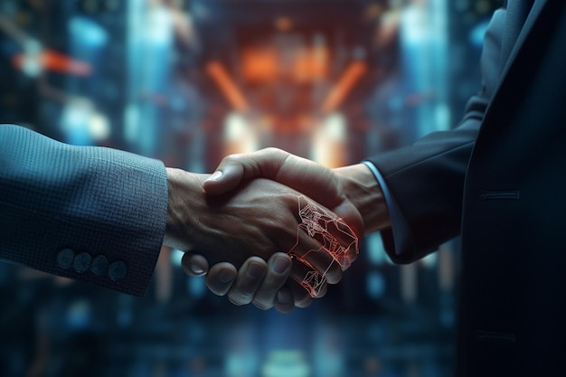 Closeup of a handshake between investors Generative ai