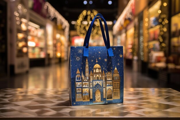 Photo a closeup of a hanukkahthemed shopping bag created with generative ai