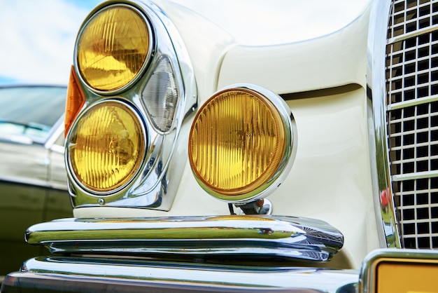 Photo closeup headlight of retro car