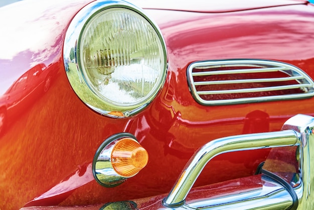Closeup headlight of retro car