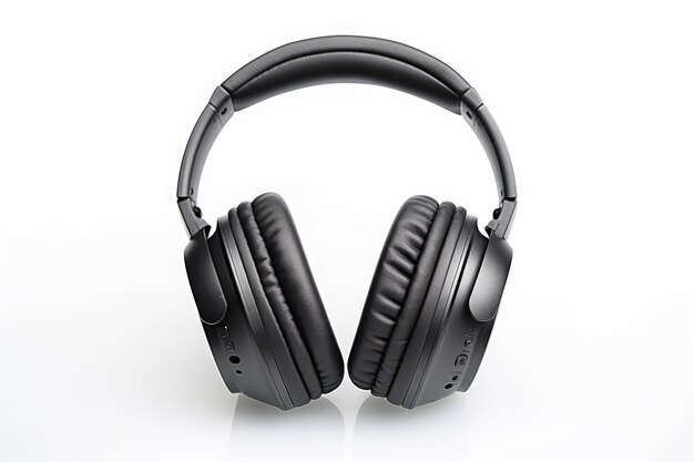 Closeup headphones on a white background