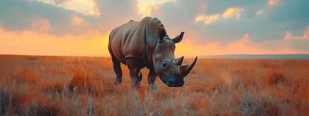 Photo closeup of a healthy rhinoceros in africa