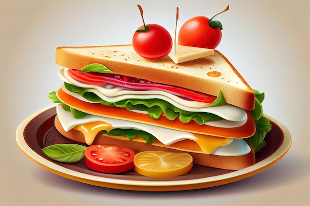 Closeup of healthy sandwich with fork Generative Ai