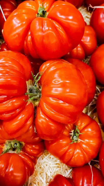 Closeup of the heirloom tomatoes