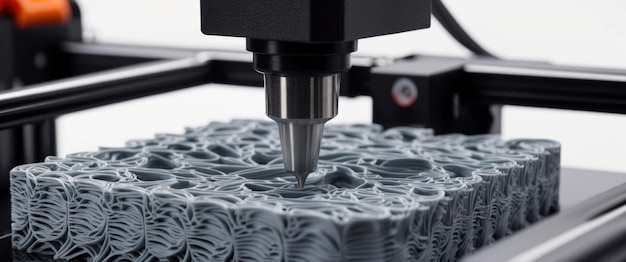 ハイテク3Dプリンターが精密に複雑なデザインを作成するクローズアップ