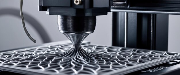 ハイテク3Dプリンターが精密に複雑なデザインを作成するクローズアップ