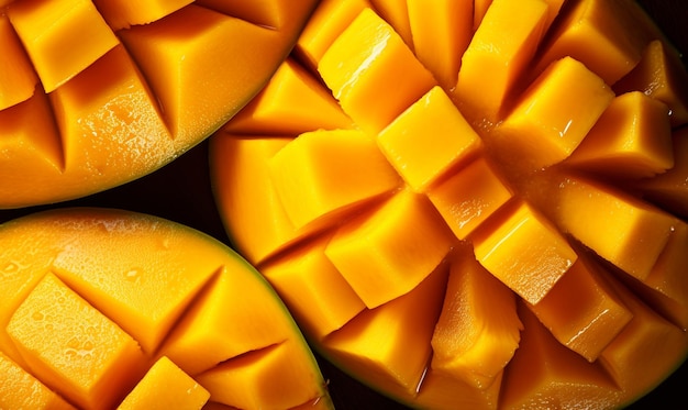 Closeup highend food photography of a simple sliced mango