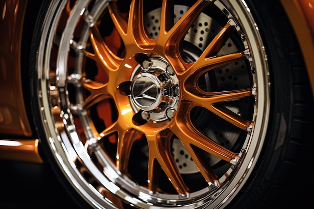 Closeup of a highend vehicle's wheel