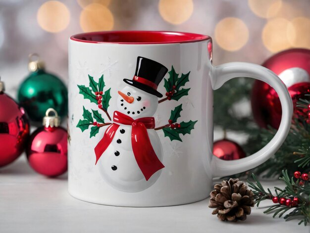 Photo closeup of a holiday mug's handle