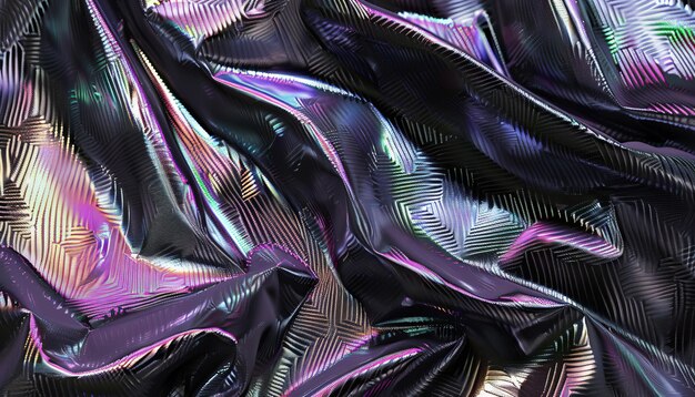 Photo closeup holographic crumpled fabric