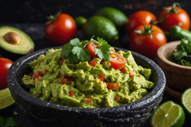 CloseUp of Homemade Chunky Guacamole in