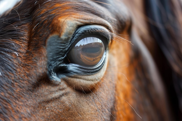 Photo closeup of a horses eye with reflection