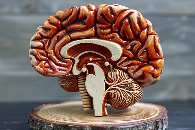 Photo closeup of human brain model