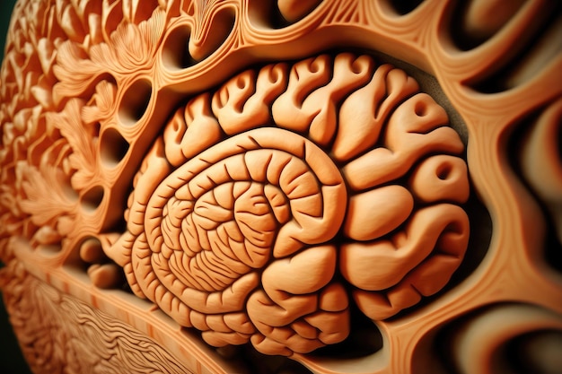 Closeup of human brain showing the source of consciousness and all its mysteries