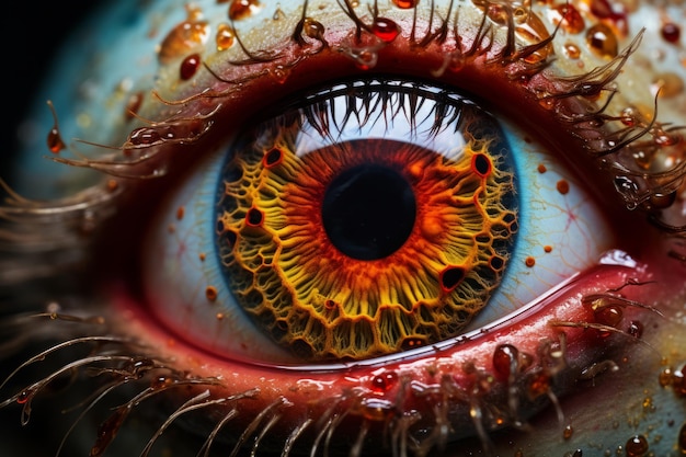 CloseUp of Human Eye With Blood Splatter