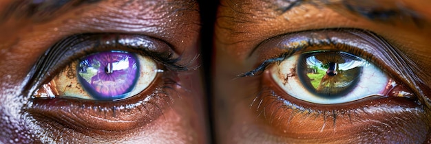 Closeup of Human Eyes with Vivid Reflections