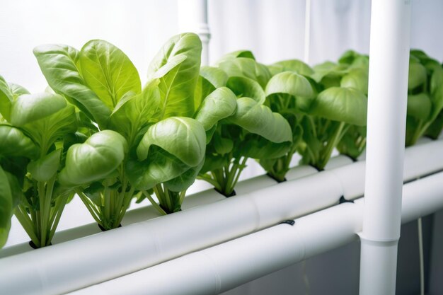 Closeup of hydroponic system with growing medium and tubing visible created with generative ai