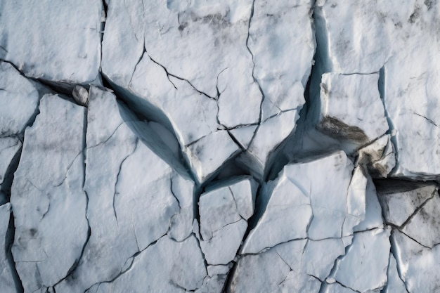 Близкий взгляд на трещины льда перед отрождением