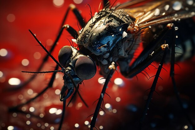 Крупный план азиатского тигрового комара, генеративного искусственного интеллекта