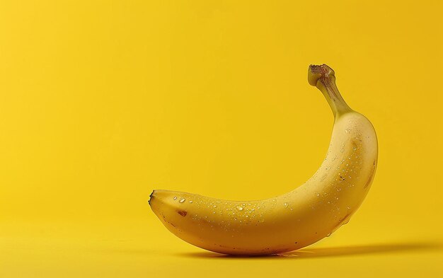 Closeup image of banana on yellow background with copy space