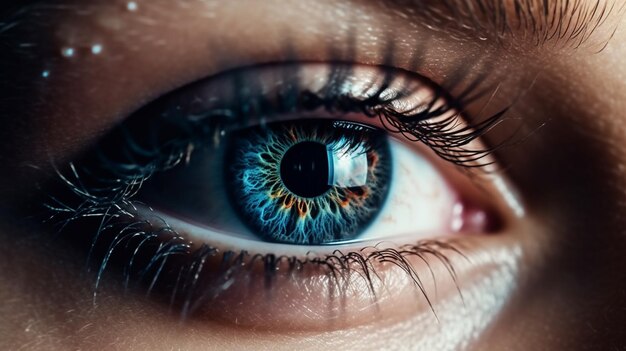 Closeup image of beautiful woman's eye Macro shotgenerative ai