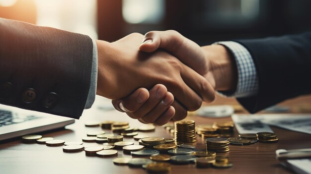 Closeup image of business people shaking hands at meeting or negotiationHandshake concept