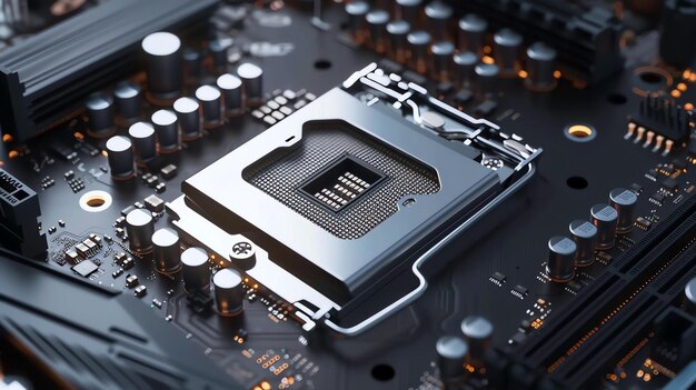 Premium Photo | A closeup image of a computers central processing unit ...