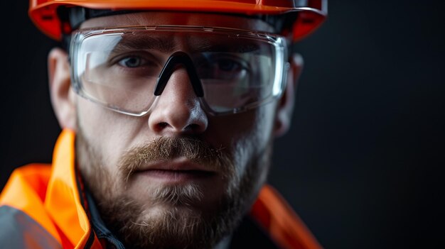 CloseUp Image of a Construction Worker in Reflective Gear