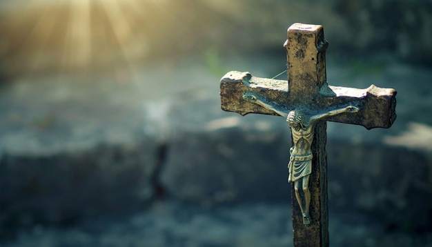 a closeup image of a cross or crucifix used in a Good Friday service