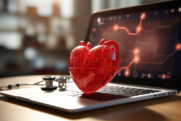 Closeup image of displaying an icon of a heart representing cardiology Generative AI