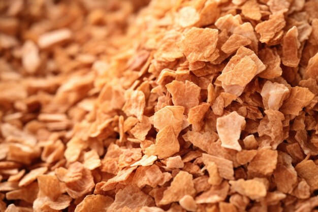 Closeup image of dry whole grain cereal flakes