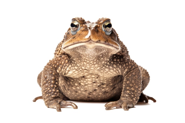 Closeup image of european toad on white background