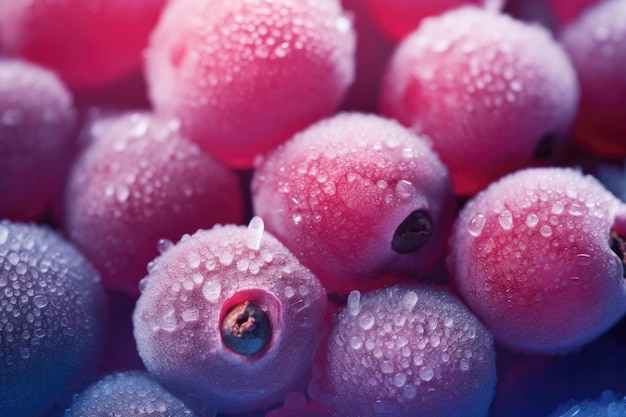 Closeup image of a frozen red berry AI generation