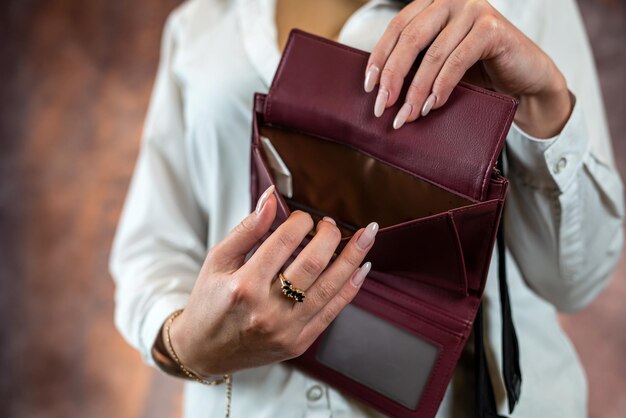 Old Empty Wallet In The Hands Vintage Empty Purse In Hands Of Women Poverty  Concept Retirement Special Toning Stock Photo - Download Image Now - iStock