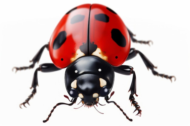 Closeup image of a ladybird on a white background