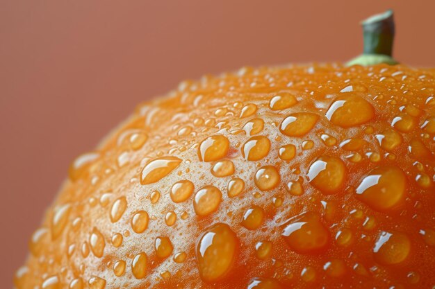 Фото Близкий снимок мокрого апельсина с каплями воды