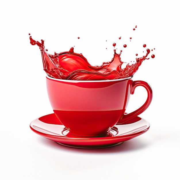 closeup image of red coffee cup on white background