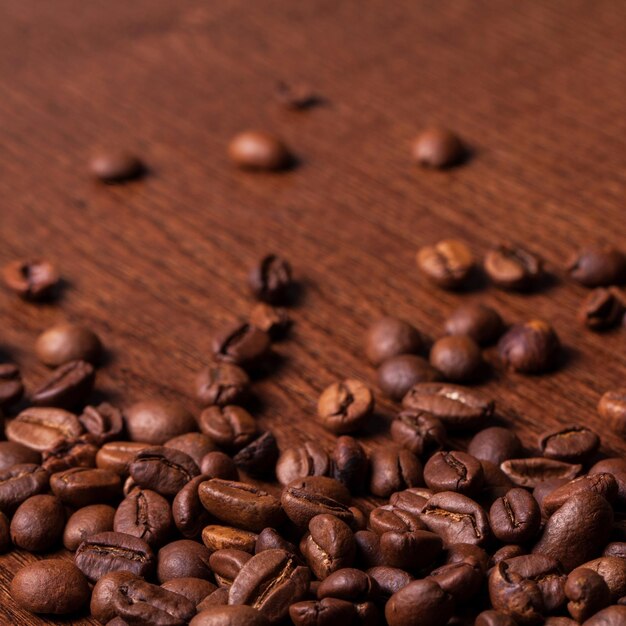 Closeup image of roasted coffee grains