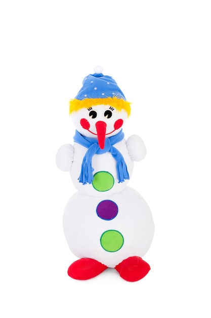 Closeup image of the snowman made of textile