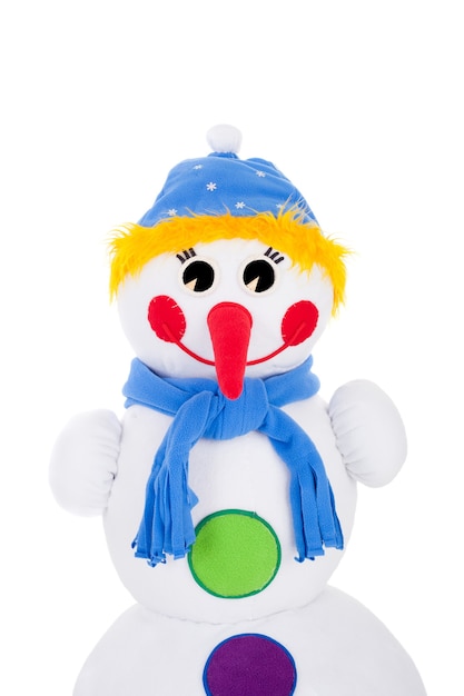 Closeup image of the snowman made of textile