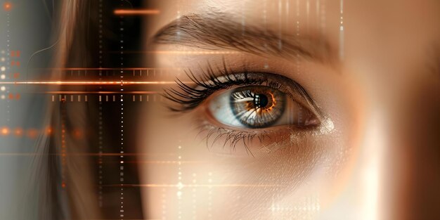 CloseUp Image of a Woman39s Eye for Biometric Scanning Technology Concept Biometric Scanning Eye Technology CloseUp Photography Female Model Eye Detail