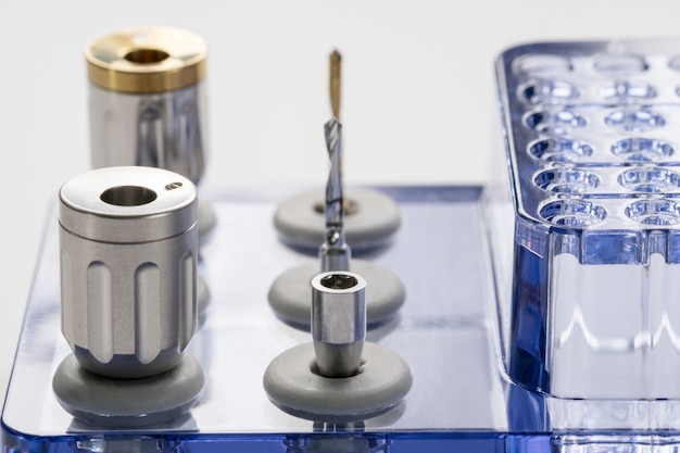 Closeup/ Implant surgical kits/ mini screw/ screw driver/ drilling bits