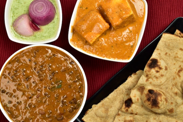 Closeup of Indian Main Course Food Background