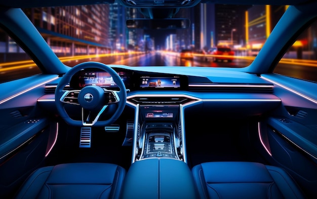 CloseUp Interior View Driving Through Front Glass Generative Ai