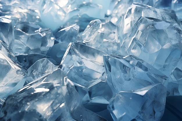 Closeup of intricate ice formations on a glacier