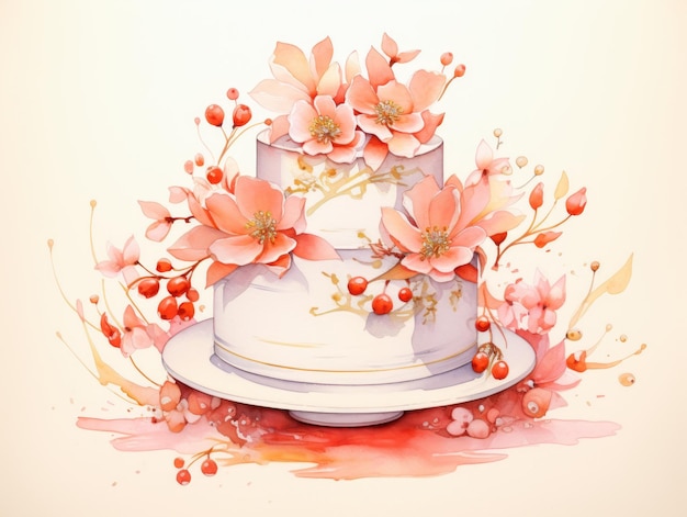 Photo closeup of intricate sugar flowers on wedding cake ai generated