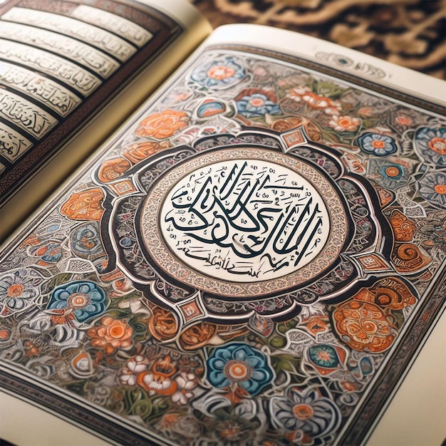 closeup islamic new year with quran books