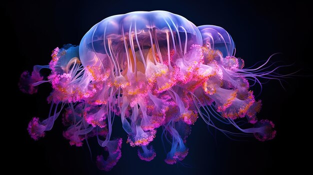 Photo closeup of a jellyfish in the ocean