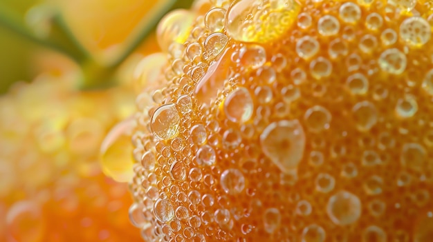Photo closeup of a juicy orange with water drops the orange is ripe and has a sweet tangy flavor